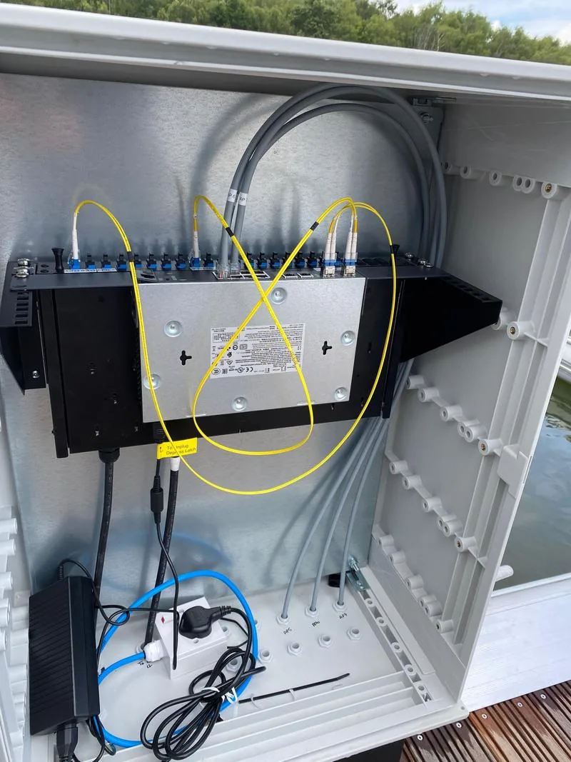 Outdoor cabinet with a fibre-fed switch and dressed patch leads